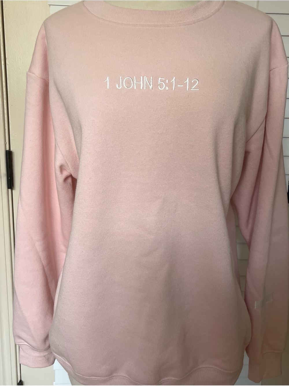 Embroidered Scripture Pink Crewneck Sweatshirt